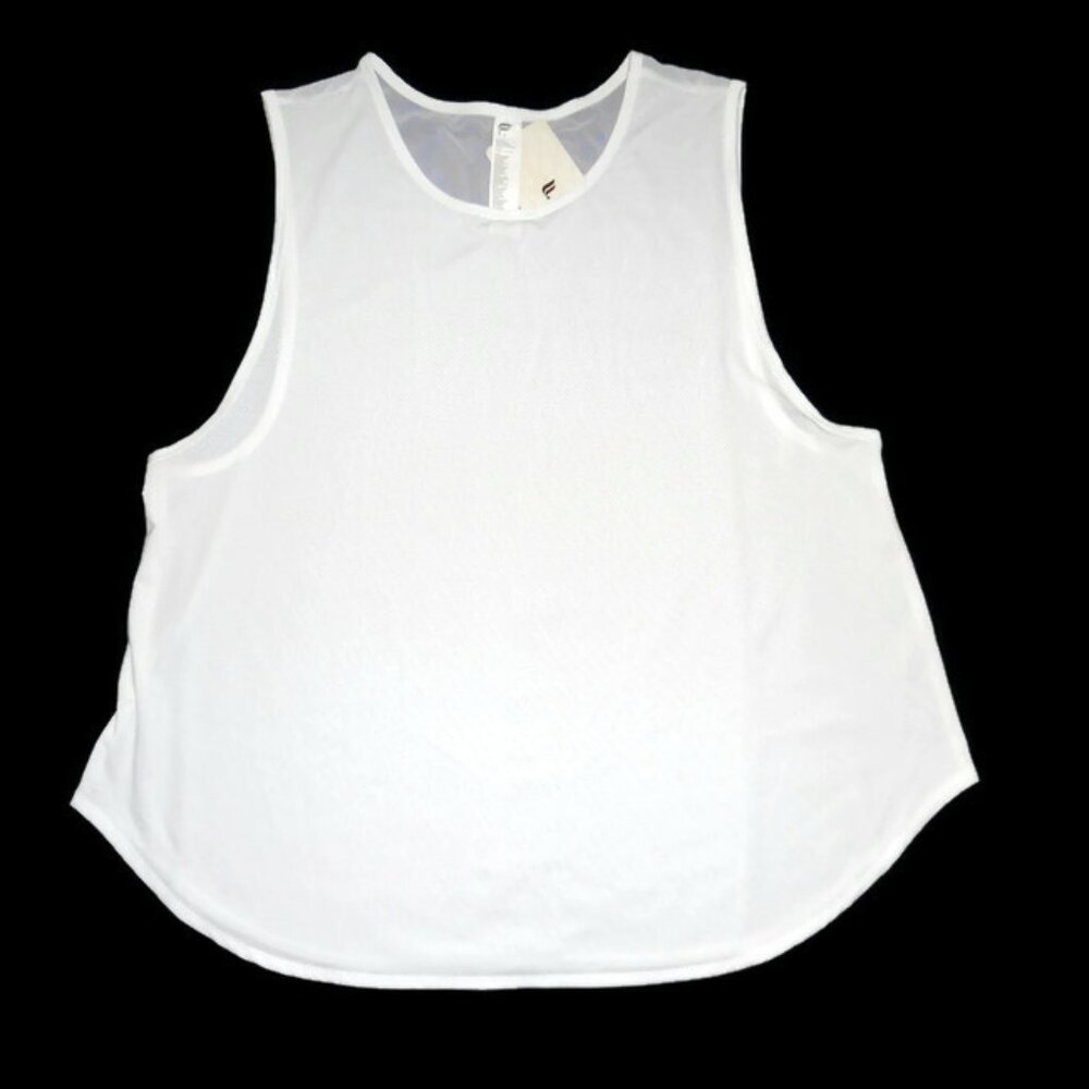 New Fabletics Trisha Mesh Tank White Pink Yoga Work Out Sz XXL
